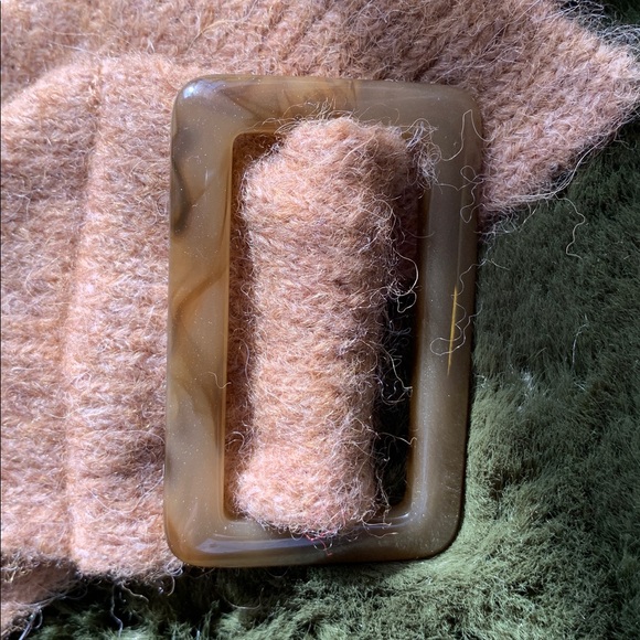 Babaton Oversize Caramel Oatmeal Alpaca Blend Sweater with Belt - Picture 10 of 13